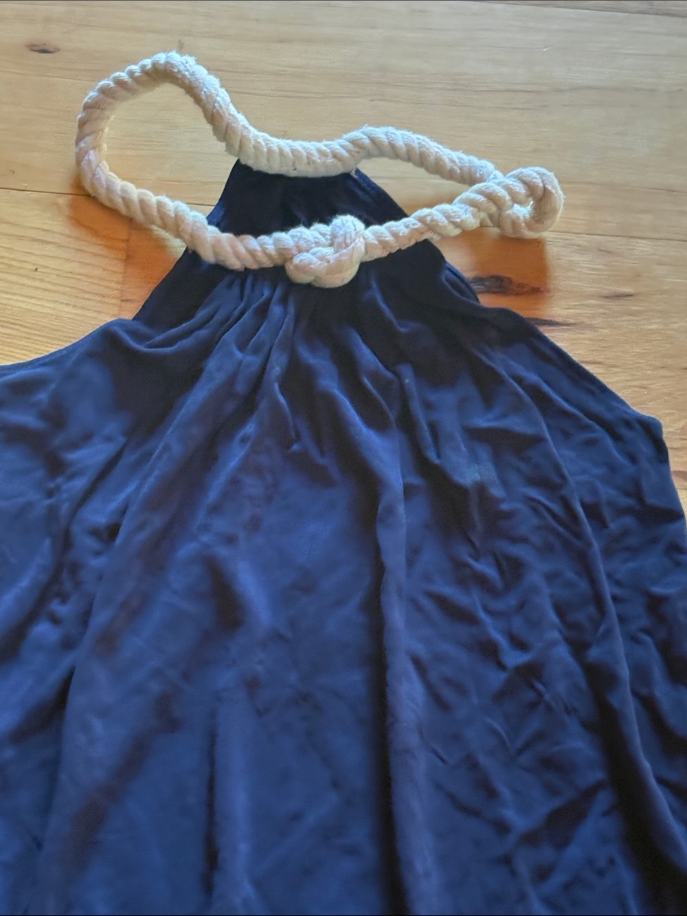 Yigal Azrouel Navy Halter Tunic with White Rope Detail